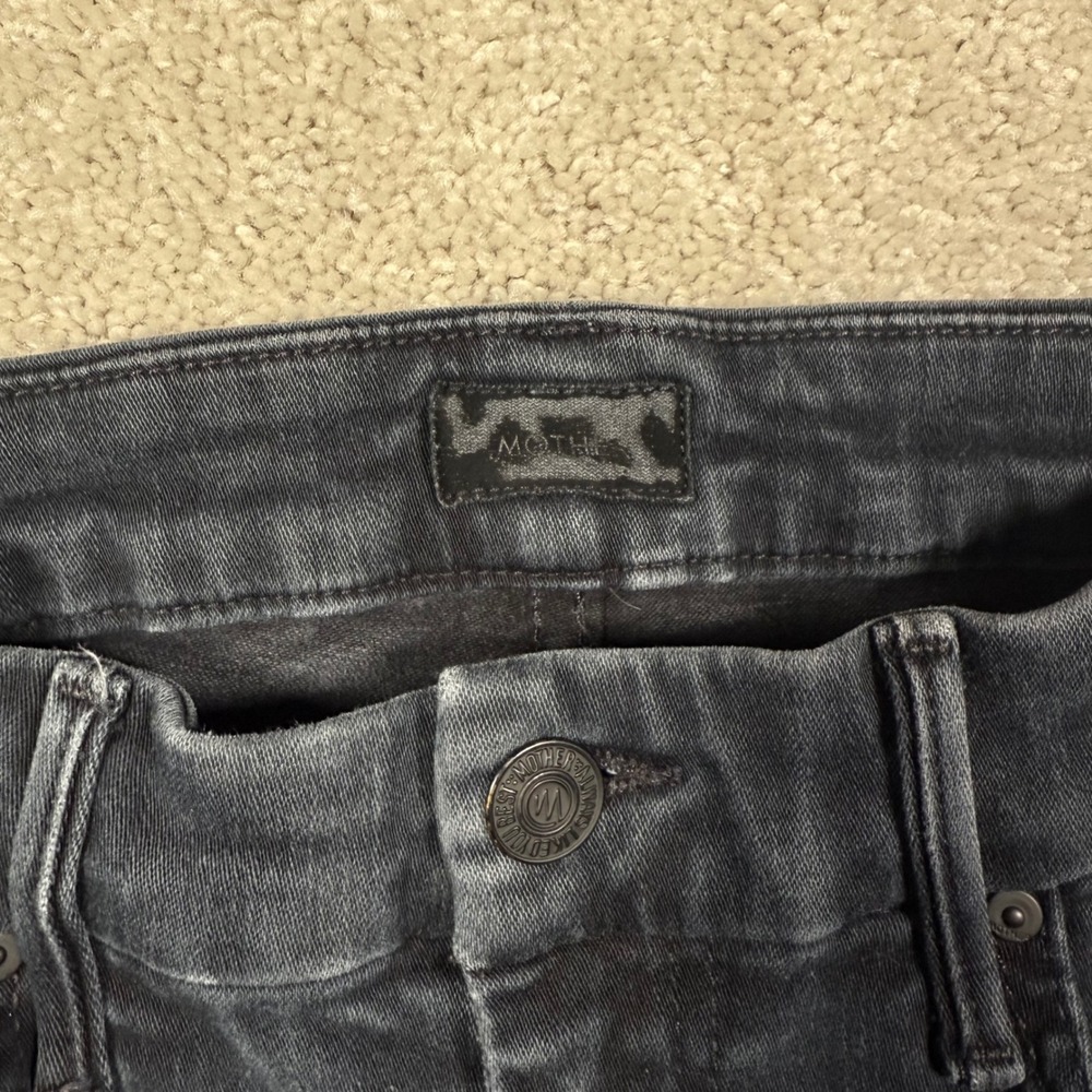 MOTHER Dark Gray Skinny Jeans with Multicolor Star Patch - Picture 9 of 13